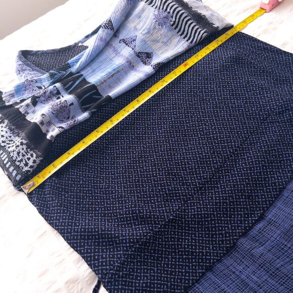 VTG 90s Rabbit Rabbit Rabbit Design Abstract Blue Layered Maxi Dress Size 12M - Picture 13 of 15